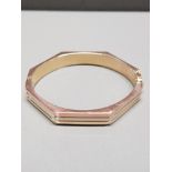 9CT MULTICOLORED GOLD BANGLE ROSE WHITE AND YELLOW 19G