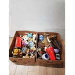 2 BOXES OF MISCELLANEOUS INC BRASS BELLOW WEDGWOOD CHERISHED TEDDIES ETC