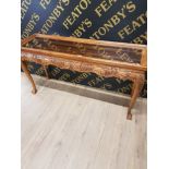 BEAUTIFUL CARVED HALL TABLE WITH GLASS TOP