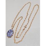 9CT YELLOW GOLD DIAMOND CUT BELCHER CHAIN AND TANZANITE PENDANT 7.7G