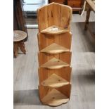 SET OF PINE 5 TIER CORNER SHELVES