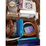 2 BOXES OF ASSORTED WARE INC RINGTONS WEDGWOOD ETC