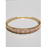 GOLD PLATED HEART DESIGN BANGLE SET WITH 12 RUBIES AND 12 DIAMONDS