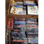 2 BOXES OF ASSORTED DVDS