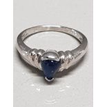 9CT WHITE GOLD BLUE STONE RING SIZE N 1/2 GROSS WEIGHT 3G