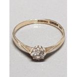 9CT GOLD CZ SOLITAIRE RING SIZE Q1/2 1.2G GROSS WEIGHT