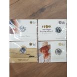 4 ROYAL MINT UNITED KINGDOM 20 POUND SILVER PROOF COINS IN ORIGINAL PRESENTATION PACKS AS ISSUED