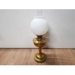 BRASS BASED OIL LAMP CONVERTED TO ELECTRIC