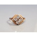 9CT GOLD 4 STONE RING 2.8G SIZE L1/2