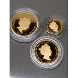 ALDERNEY 2019 QUEEN VICTORIA 200TH ANNIVERSARY 24 CARAT GOLD PRESTIGE SOVEREIGN SET OF THREE