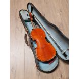 VINTAGE VIOLIN AND BOW IN CASE