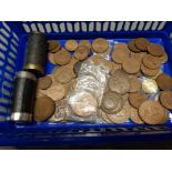 QUANTITY OF ENGLISH PRE DECIMAL COPPER COINS, PENNIES AND HALF PENNIES, FARTHING ETC PLUS 2 SHILLING