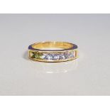 18CT GOLD MULTI COLOURED STONE RING 5.5G SIZE O1/2