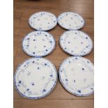 SET OF 6 ROYAL CROWN DERBY 10" BLUE AND WHITE PLATES WITH DATE CODE FOR 1940