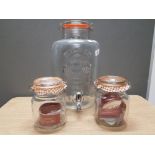 2 KILNER LIDDED JARS AND LARGE KILNER TAP