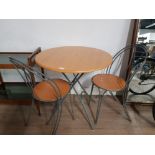 MODERN CIRCULAR TOPPED TABLE AND 2 CHAIRS