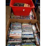 3 BOXES OF ASSORTED DVDS