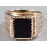 9CT GOLD BLACK ONYX RING SIZE G GROSS WEIGHT 3.8G