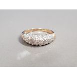 9CT GOLD CZ 3 ROW RING 2.3G SIZE O