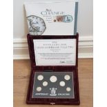 ROYAL MINT 1996 UNITED KINGDOM SILVER PROOF COIN SET FOR THE 25TH ANNIVERSARY OF DECIMALISATION WITH