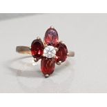 9CT GOLD GARNET AND CZ RING 2.8G SIZE M1/2