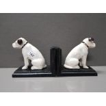 A PAIR OF NIPPER DOG BOOKENDS