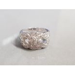 9CT WHITE GOLD DIAMOND CLUSTER RING 5.2G SIZE N1/2