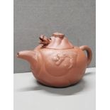 CHINESE TERRACOTTA YIXING TEAPOT WITH DRAGON FINIAL