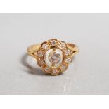 18CT GOLD DIAMOND CLUSTER RING 4.3G SIZE N1/2