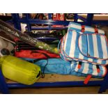 SUBSTANTIAL AMOUNT OF CAMPING EQUIPMENT FOLDING CHAIR AND PICNIC BAG ETC