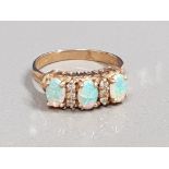 9CT GOLD OPAL 3 STONE RING 3.5G SIZE Q