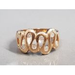 9CT GOLD ORNATE STONE SET RING 3.9G SIZE L1/2