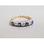 9CT GOLD SAPPHIRE AND CZ 7 STONE RING 2.3G SIZE N1/2