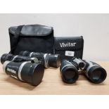 A PAIR OF BOSCH OPTIKON BINOCULARS TOGETHER WITH A SET OF VIVITAR 4X30 BINOCULARS