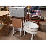 LOT INC OAK OCCASIONAL TABLE SILVER SLIPPER BOX SMALL STEPS WHITE DRESSING TABLE STOOL ETC