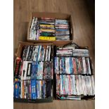 3 BOXES OF ASSORTED DVDS