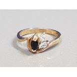 9CT GOLD SAPPHIRE AND CZ RING 2.5G SIZE M1/2