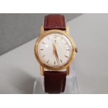 18CT GOLD CYMA AUTOMATIC WATCH BROWN LEATHER STRAP