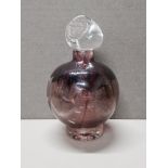 MARTIN AND YEATES CORBY CASTLE HAND MADE MOUTH BLOWN AMETHYST PERFUME BOTTLE