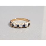 9CT GOLD SAPPHIRE AND DIAMOND RING 1.3G SIZE K1/2