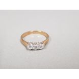 9CT GOLD 3 STONE DIAMOND RING 1.9G SIZE L1/2