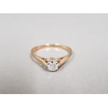 9CT GOLD DIAMOND SOLITAIRE RING 1.3G SIZE K1/2