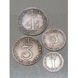 SET OF FOUR GEORGE III 1786 COINS VERY FINE TO GOOD CONDITION WITH MATCHING TONES