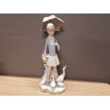 LLADRO FIGURE 4510 GIRL WITH UMBRELLA AND GEESE WITH ORIGINAL BOX