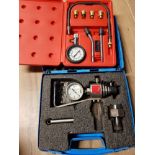 CLARKE 8 PIECE COMPRESSION TESTER KIT AND EMAG PRESSURE GAUGE