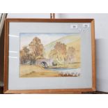 WATERCOLOUR AND CHARCOAL OF TIBBIE SHIELS BRIDGE BY EVE S WATSON