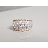9CT GOLD CZ CLUSTER BAND 6.1G SIZE Q
