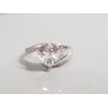 9CT WHITE GOLD CZ SOLITAIRE 3.7G SIZE N