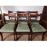 A SET OF 6 REGENCY REPRODUCTION DINING CHAIRS INCLUDES 2 CARVERS