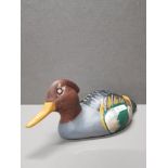 HAND CARVED CONTINENTAL WOODEN DECOY CRESTED DUCK
